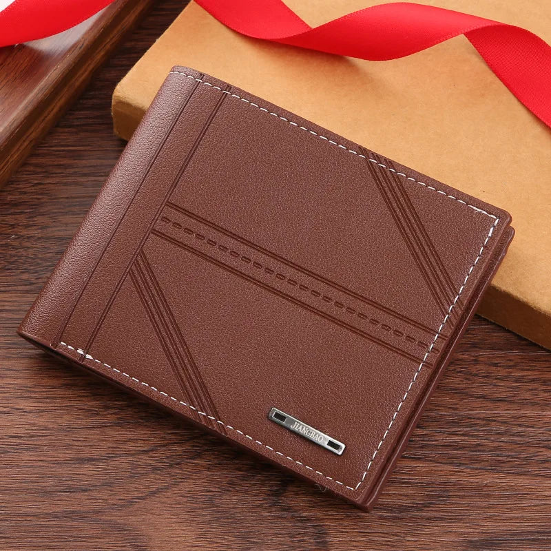 Men's Soft Leather Short Bifold Wallet with Credit Card & ID Holder – Business Billfold