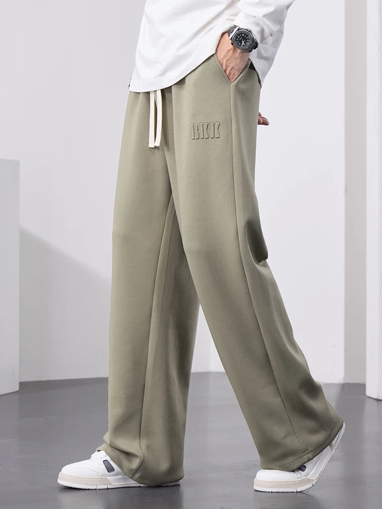 Men’s Wide Leg Cotton Sweatpants – Straight Fit Drawstring Casual Sports Track Pants, Big Size up to 8XL