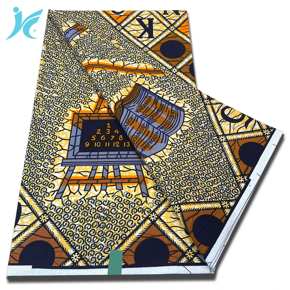 Classic African Wax Fabric - 100% Cotton Soft Ankara Pagne for Women's Dresses