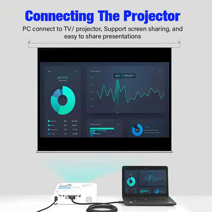 1.8M HDMI to VGA Adapter Cable - 1080P 60Hz Full HD Video Converter Cord for Laptop PC Monitor Projector