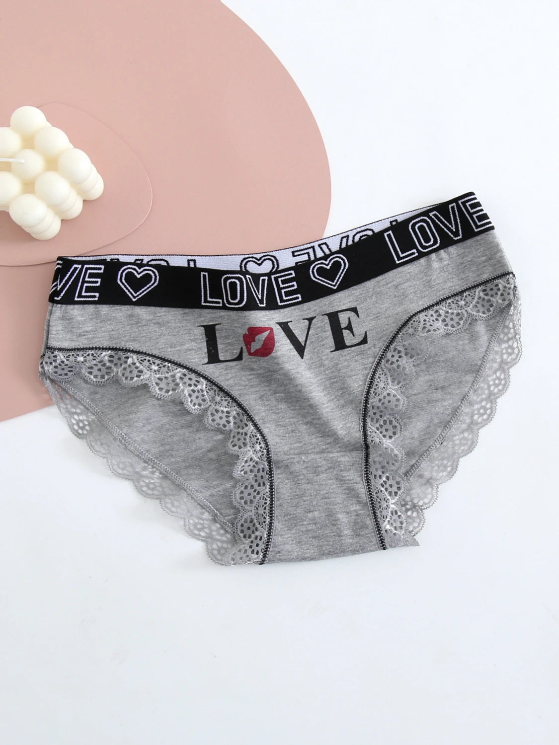 5-Pack Women's Cotton Panties – Breathable Letter Printed Belt, Fashionable Ladies Underwear