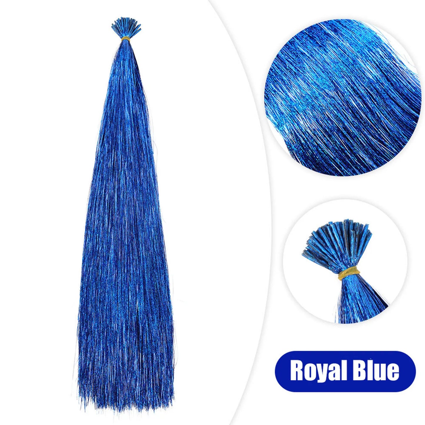 50PCS I-Tip Glitter Hair Extensions - Synthetic Fairy Tinsel Hair Strands for Women & Girls Party Hair Accessories