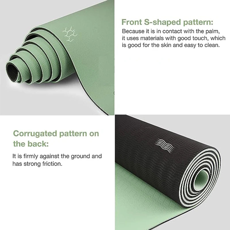 Thick Two-Color Non-Slip TPE Yoga Mat – High-Quality, Odorless Fitness Mat 180x57cm for Home Workouts