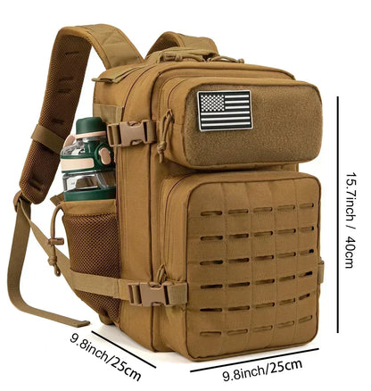 25L/45L Tactical Backpack for Men & Women – Outdoor Hiking Molle Daypack, School & Gym Rucksack with Dual Cup Holders
