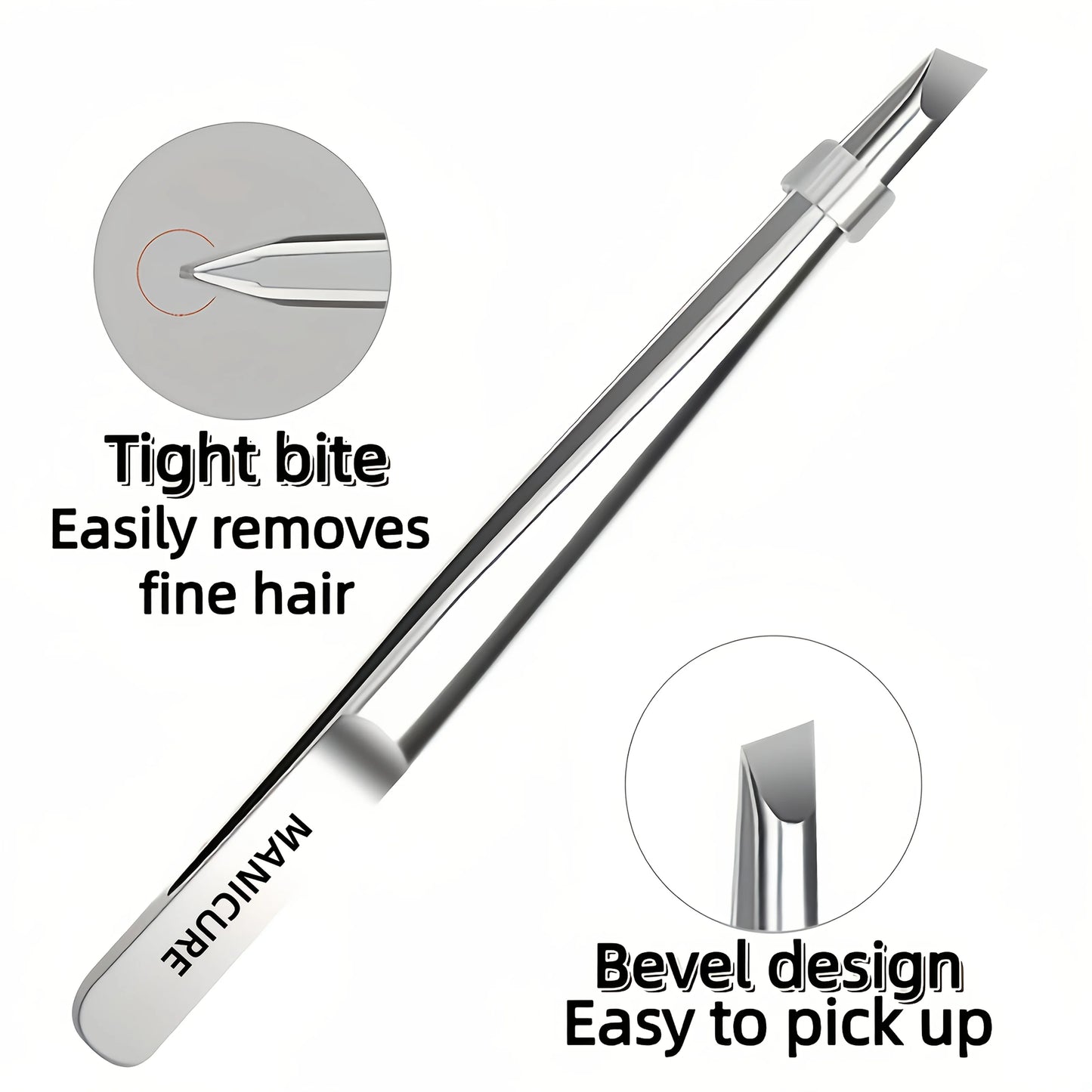 Stainless Steel Tweezers Tool - Precision Eyebrow Eyelash Applicator for Beard & Mustache Grooming