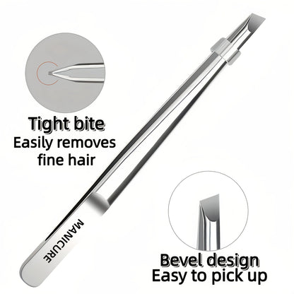 Stainless Steel Tweezers Tool - Precision Eyebrow Eyelash Applicator for Beard & Mustache Grooming