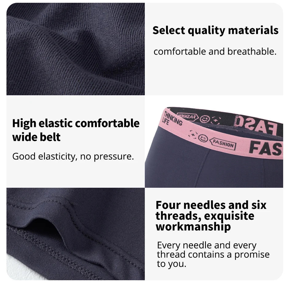 4/10 Pack Men's & Teen Boys' Boyshort Underwear – Comfy Elastic Waist, Parent-Child Matching, Multi-Size Fashion Shorts