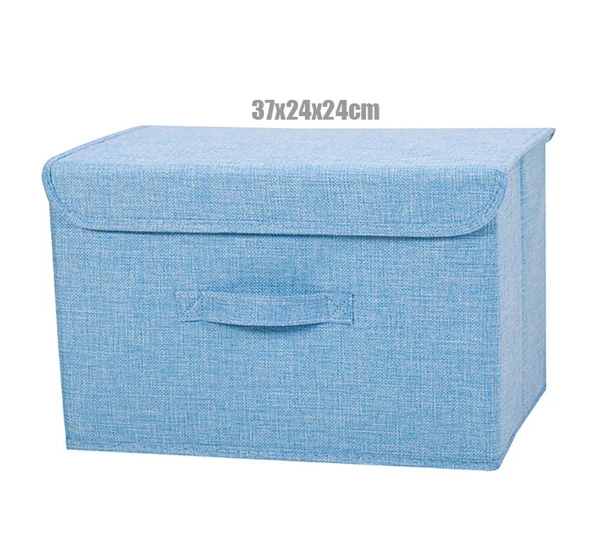 Washable Cotton Linen Folding Storage Box – CD, Toy & Laundry Organizer with Lid