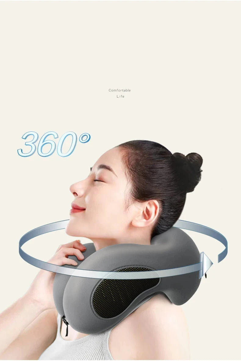 Multifunction U-Shaped Neck Pillow – Soft Slow Rebound Travel Pillow for Sleeping, Cervical Support & Massage
