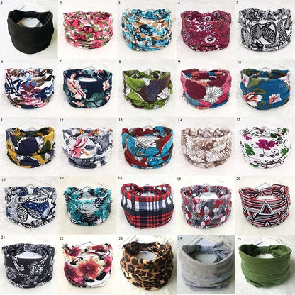 Bohemian Wide Cotton Stretch Headbands for Women – Turban Style Hairbands, Bandana Headwrap Hair Accessories