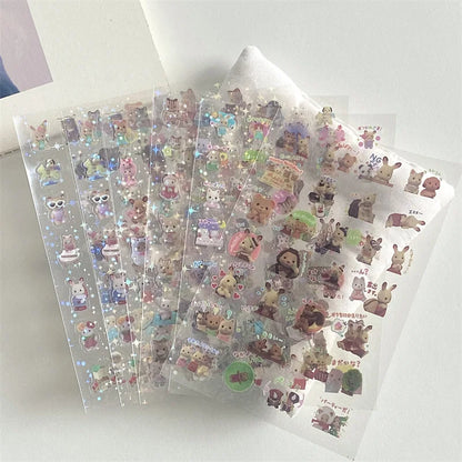 6pcs/10pcs Y2K Glitter Laser Stickers – Cute Random Phone, Camera, Luggage & Journal Stickers, Kawaii Decoration Gift