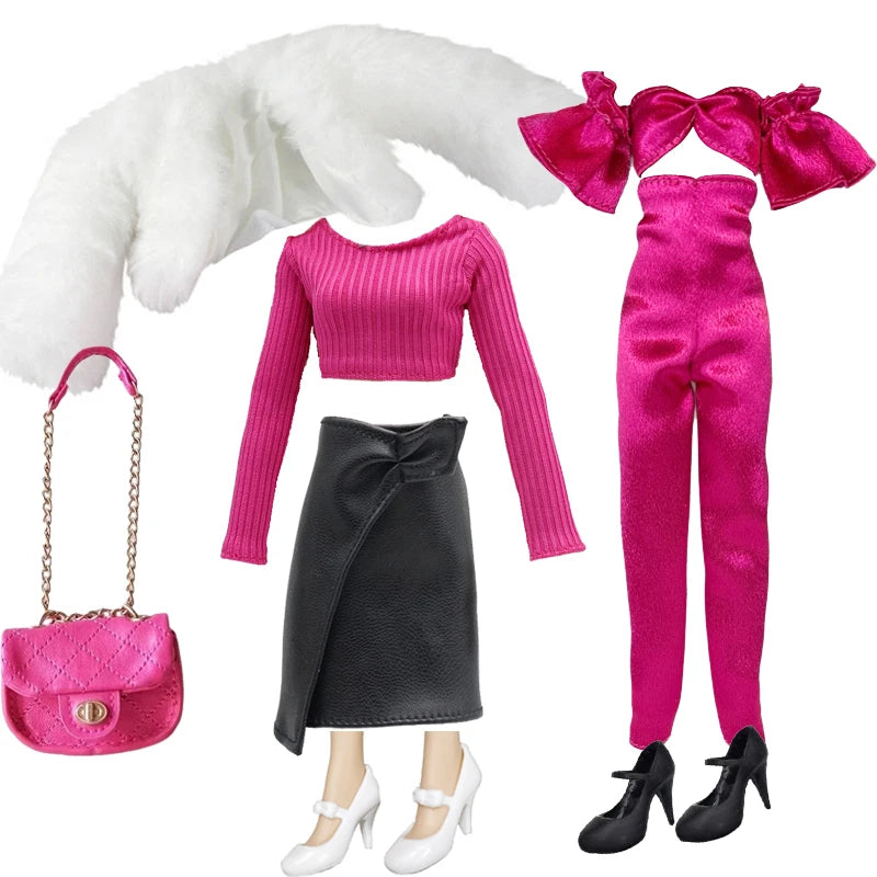 30cm Doll Winter Outfit – Plush Overcoat, Hats, Handbags & Shoes, DIY Fashion Doll Accessories