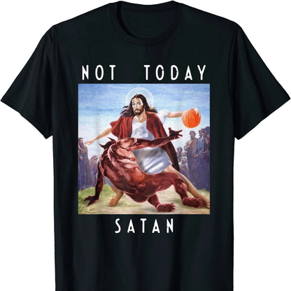 Men's Jesus vs Satan Basketball T-Shirt - Cotton Short Sleeve Summer Graphic Tee