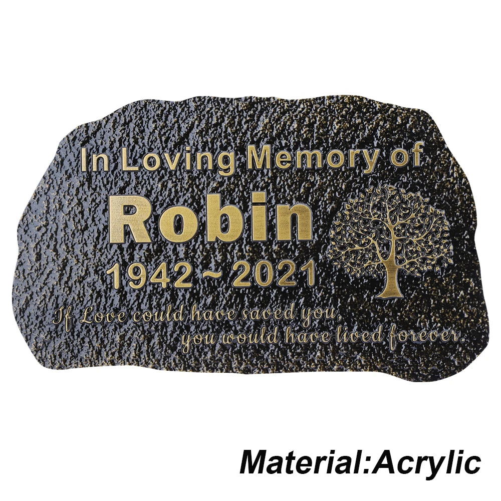 Personalized Memorial Plaque – Custom Engraved Grave Marker for Loved Ones or Pets (Dog & Cat), Remembrance Plaques
