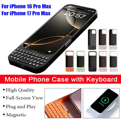 Magnetic Phone Case with Keyboard - All-in-One Wired External Keyboard Case for iPhone 16 Pro Max & 17 Pro Max