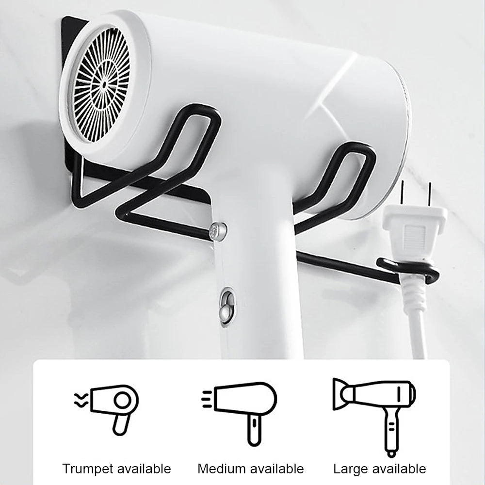Wall-Mounted Hair Dryer Holder Rack – Bathroom Organizer for Hair Tools, Straightener & Dryer Storage Shelf