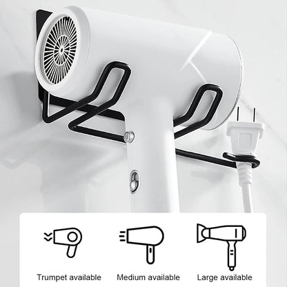 Wall-Mounted Hair Dryer Holder Rack – Bathroom Organizer for Hair Tools, Straightener & Dryer Storage Shelf