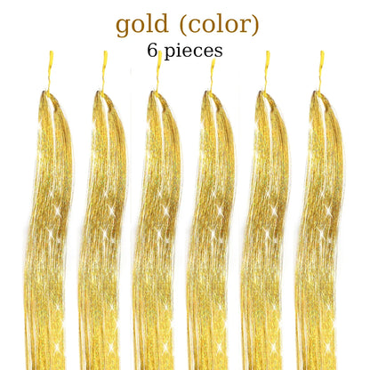 48-Inch Hair Tinsel Kit – 1200 Strands, 12 Colors Sparkling Fairy Hair Extensions with Tool