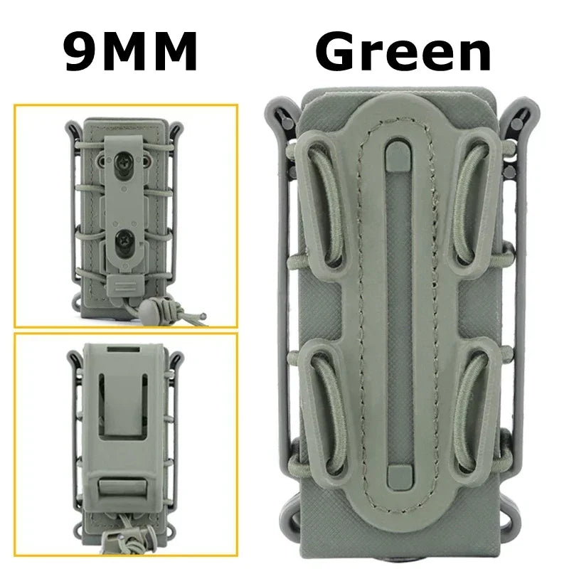 5.56mm & 7.62mm Tactical Fast Mag Pouch - MOLLE Belt Clip Soft Shell Rifle & 9mm Magazine Carrier
