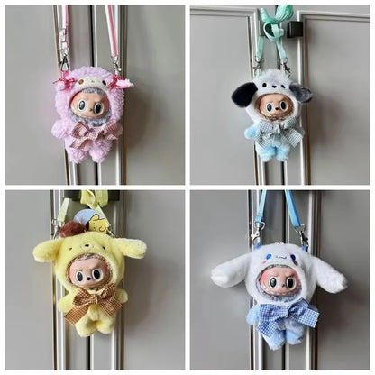 Labubu Sanrio Doll Crossbody Bag — Kawaii Anime Melody Cinnamoroll Clothing Pendant, Cute Cartoon Toy Gift