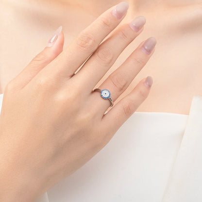 MODIAN 925 Sterling Silver Blue Ghost Eyes Ring — Sparkling Cubic Zirconia for Women