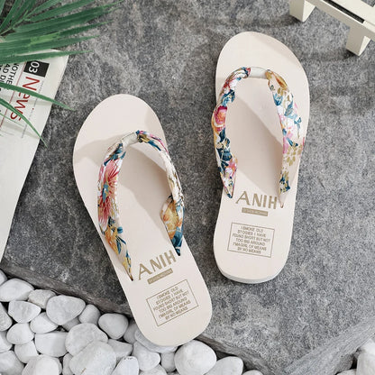 Women’s Summer EVA Slippers - Bohemian Satin Ribbon Flip Flops Casual Beach Sandals for Ladies