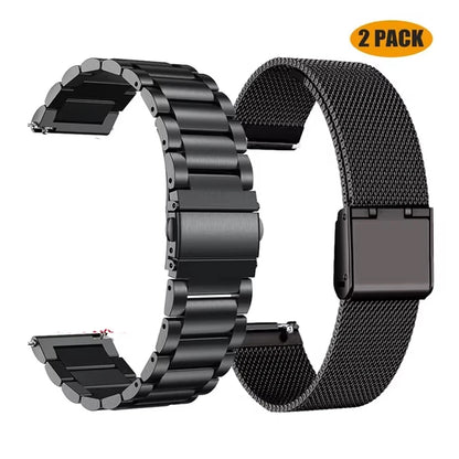 22mm/20mm Metal Watch Strap – Compatible with Garmin Vivoactive 3/4/5, Forerunner 245/645/745/965, Venu 2/3, SQ2 Music