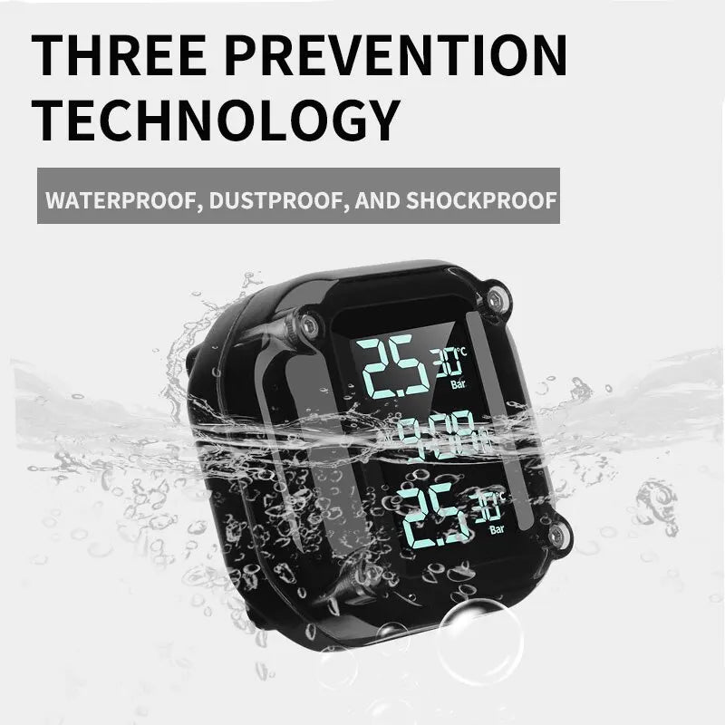 M5 Combination Motorcycle Tire Pressure Monitor - Digital Display, External Wireless Tire Pressure Detector