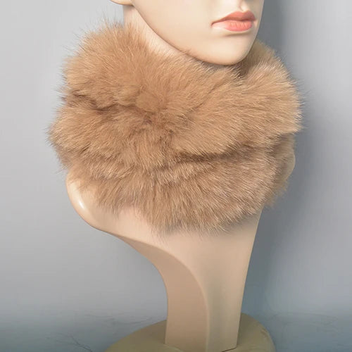 2025 Real Fox Fur Scarf and Headband – Luxury Winter Neck Warmer for Women, 100% Natural Fur, Elastic Ring Muffler