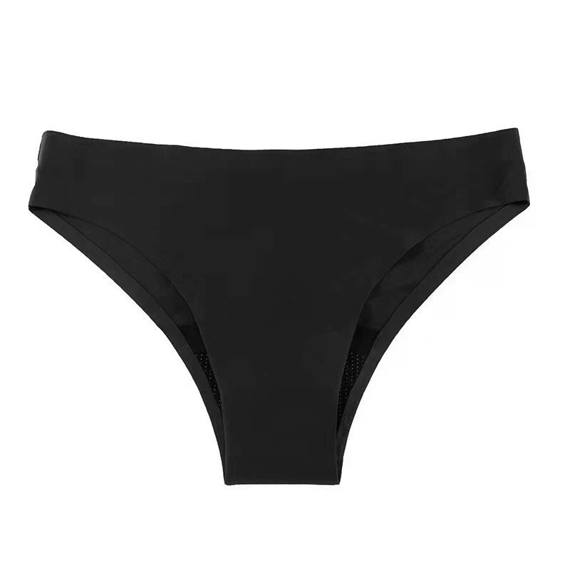 Teen Girls Seamless 4-Layer Leakproof Period Swim Bikini — Fast-Absorb Menstrual Beachwear
