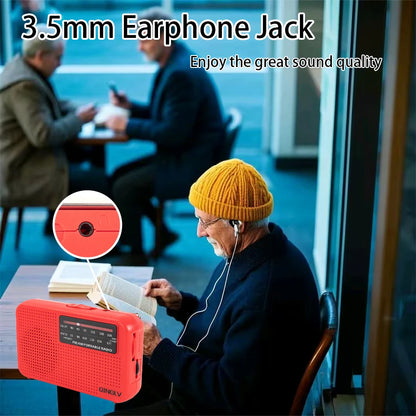 Mini FM/AM Two-Band Radio — 1W Loud Speaker with 3.5mm Headphone Jack & 180° High-Performance Antenna for Home Use