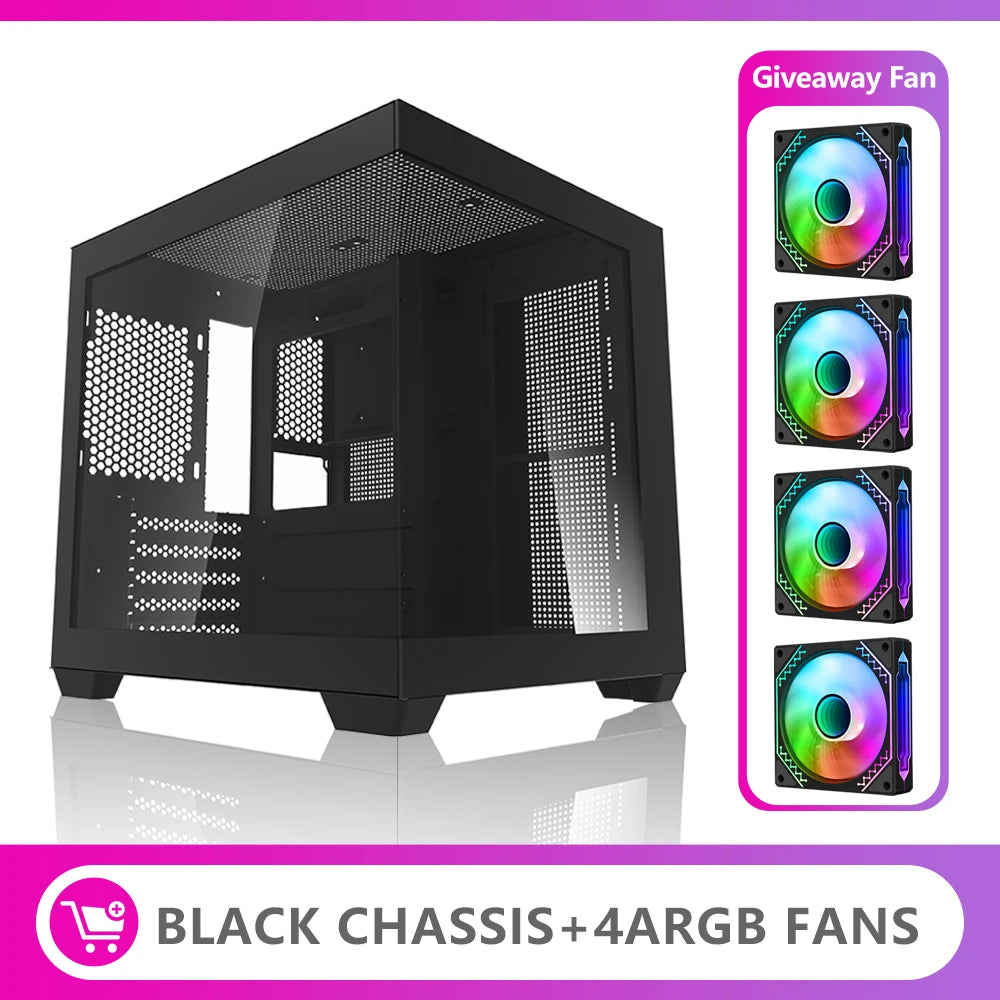 Aigo 275P Gaming PC Case — Sea View M-ATX/ITX Desktop with Double-Sided Tempered Glass