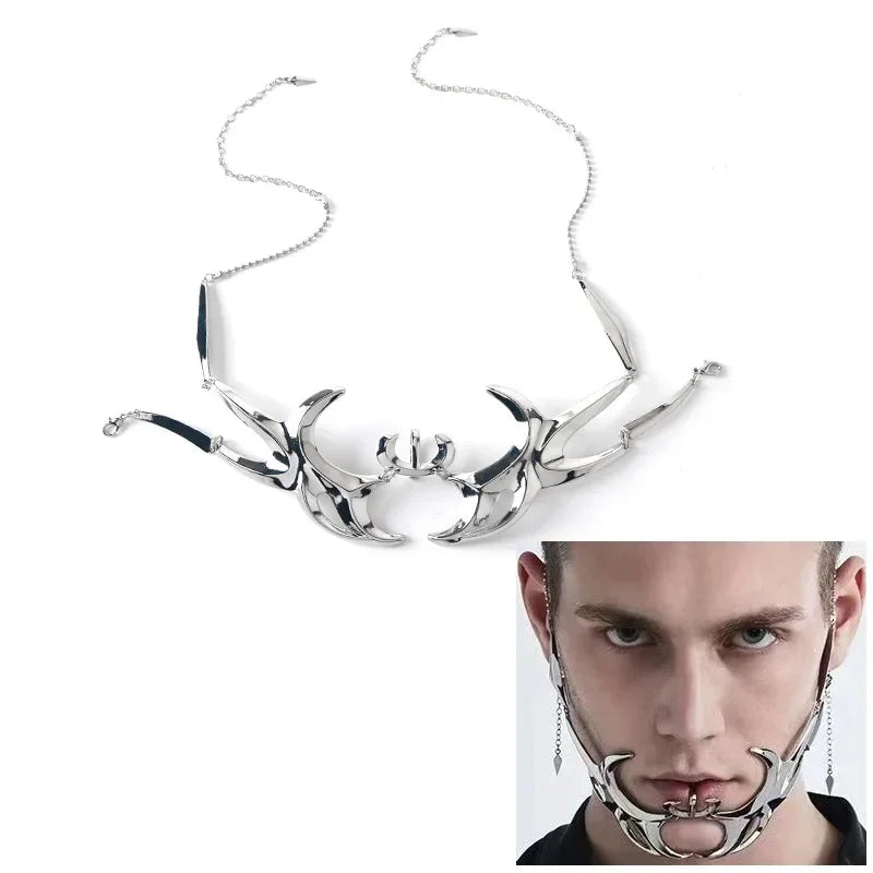 Fashion Gothic Cyberpunk Mask – Irregular Liquid Silver Hollow Jewelry, Individuality Accessory for Men & Women Party