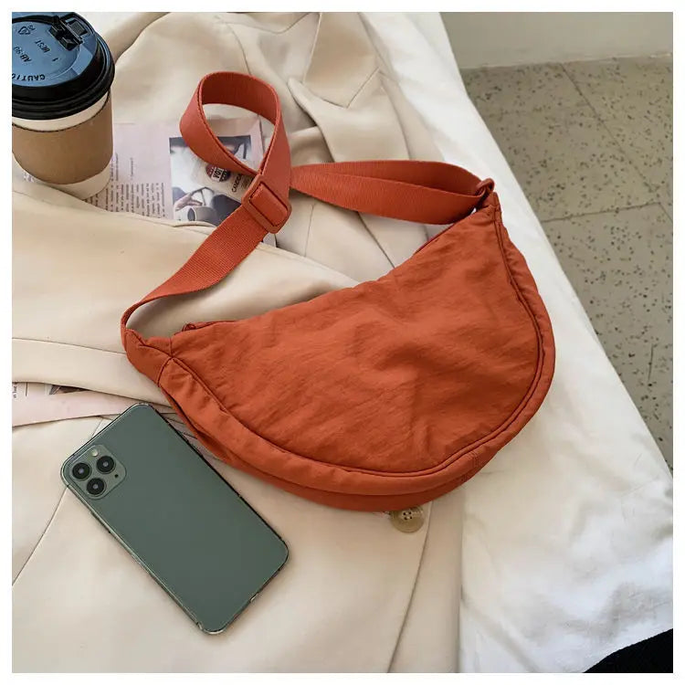 Upgraded Women's Messenger Bag – Simple Design Nylon Hobo, Small Vintage Shoulder Purse & Cloth Handbag