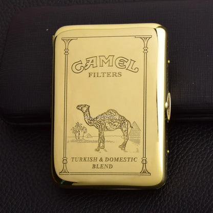 Retro Brass Cigarette Case - Double Gun Carved Pattern, Durable Anti-Pressure Tobacco Storage Box, Men’s Smoking Accessory