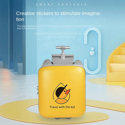 Kids Ride-On Luggage with Wheels – Sit and Ride Yellow Trolley Suitcase for Boys & Girls, Baby Walking Travel Box