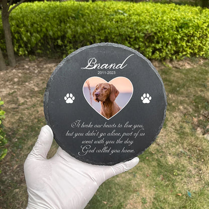 Personalized Pet Memorial Stone – Custom Dog Grave Marker Plaque with Photo & Name for Garden Slate