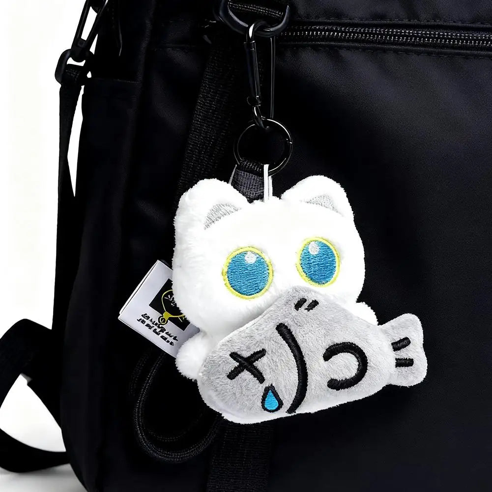 Cute Black Cat Plush Keychain - Kawaii Cartoon Bag Pendant Car Keyring Stuffed Doll Gift