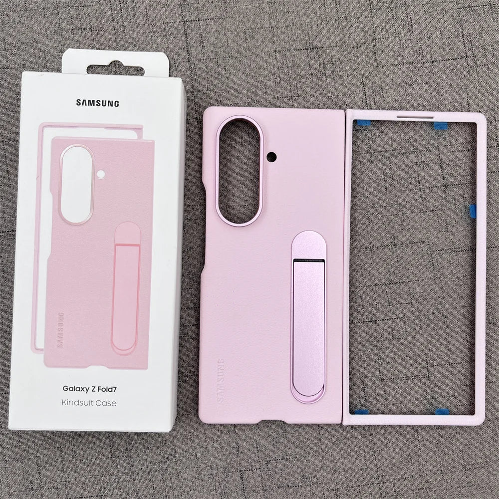 Luxury Leather Kindsuit Phone Case for Samsung Galaxy Z Fold 7 5G – Soft Touch Full-Body Protective Cover with Stand