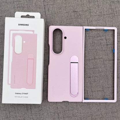 Luxury Leather Kindsuit Phone Case for Samsung Galaxy Z Fold 7 5G – Soft Touch Full-Body Protective Cover with Stand