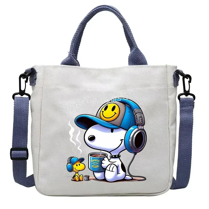 Snoopy Cartoon Canvas Tote Bag – Large Capacity Shoulder Crossbody Bag for Girls, Students & Gift