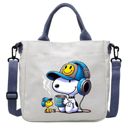 Snoopy Cartoon Canvas Tote Bag – Large Capacity Shoulder Crossbody Bag for Girls, Students & Gift
