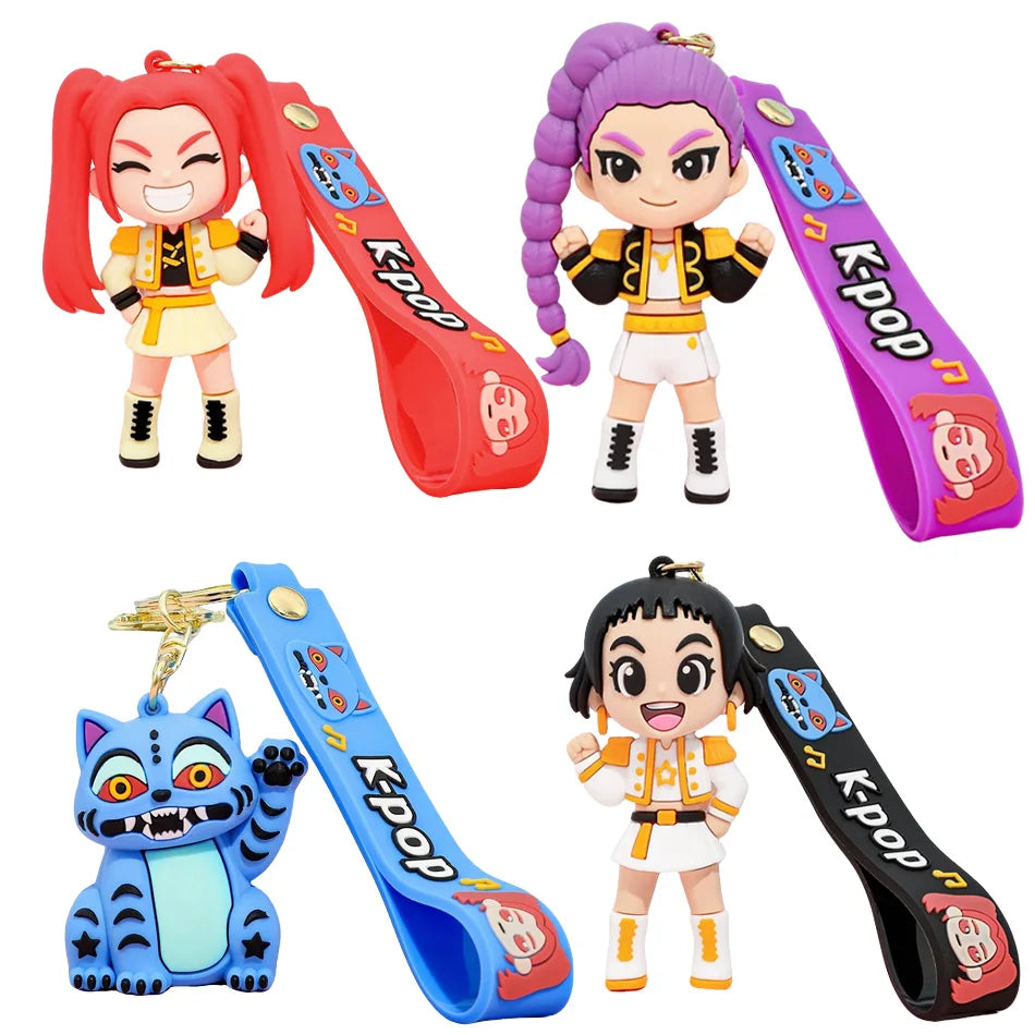 3D Printed Anime & K-Pop Keychains – Demon Hunters Girls & Cute Tiger Doll Action Toys, Perfect Christmas Gifts