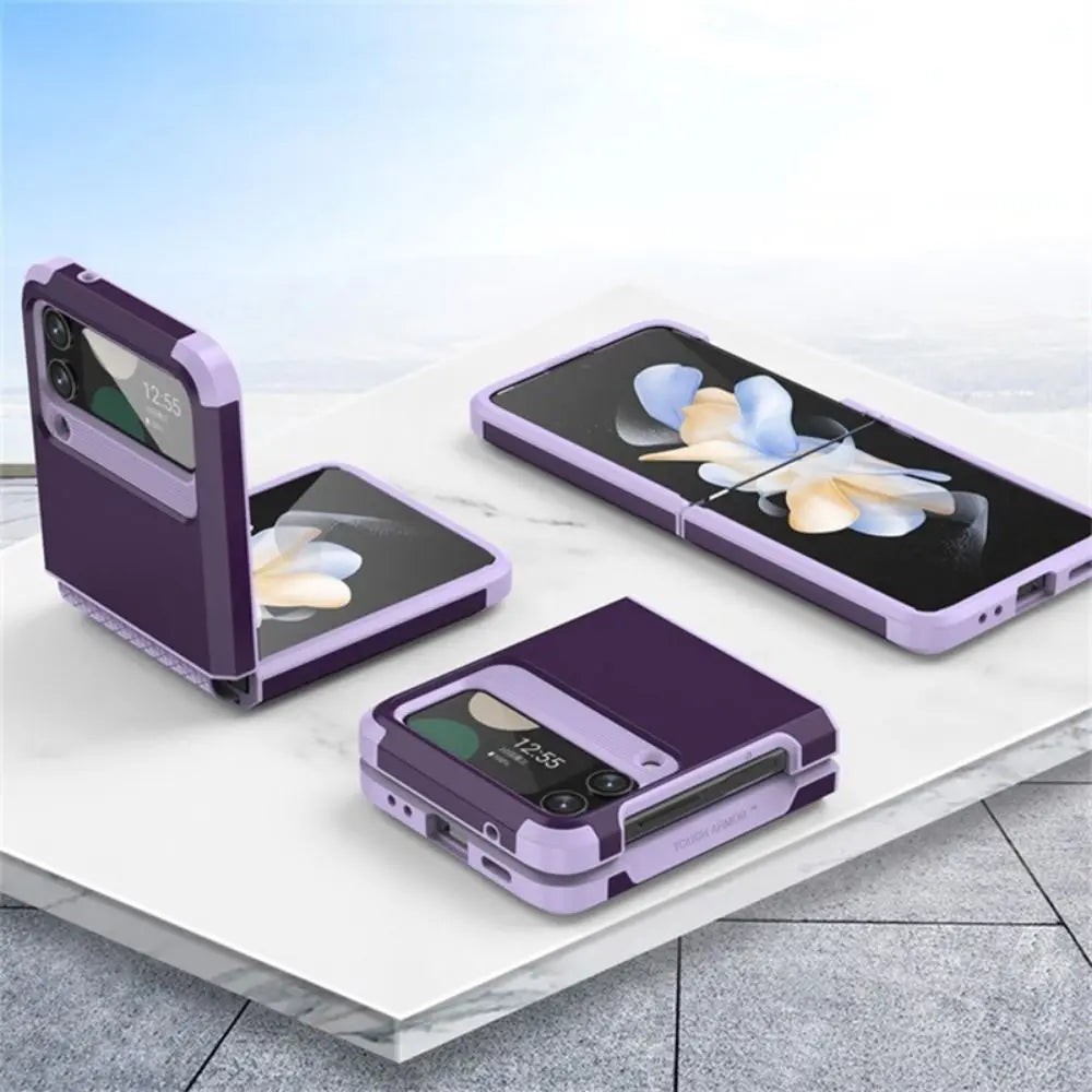 PC TPU Z Flip 3/4/5 Case: Shockproof Armor Phone Cover for Samsung Galaxy - Protective Hinge Mobile Phone Protector, New and Durable