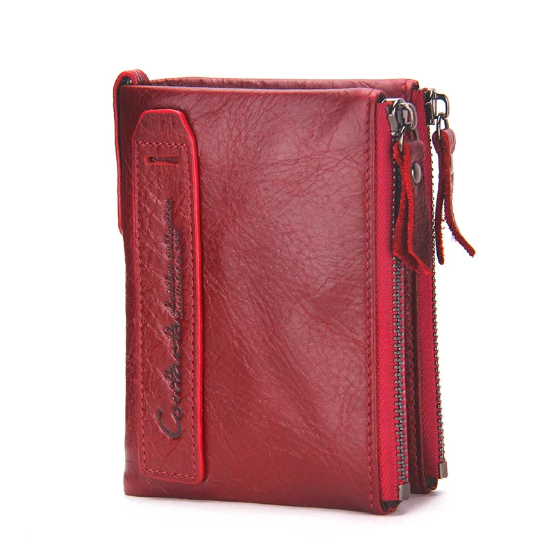 CONTACT'S Genuine Leather Short Wallet for Women — Luxury Designer Card & Coin Holder, Mini Money Clip Wallet with Free Shipping
