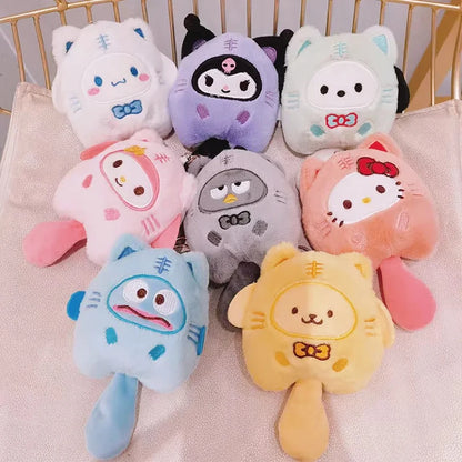 Sanrio Plush Doll Keychain Set – Melody, Cinnamoroll & Pochacco Cute Bag Pendant Gifts for Kids