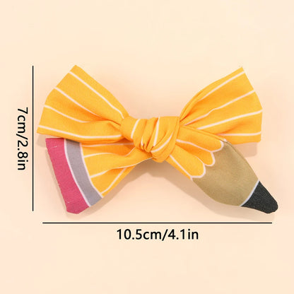 2Pcs Pencil Bow Hair Clips - Cute Kawaii Back to School Hairpins for Girls Kids