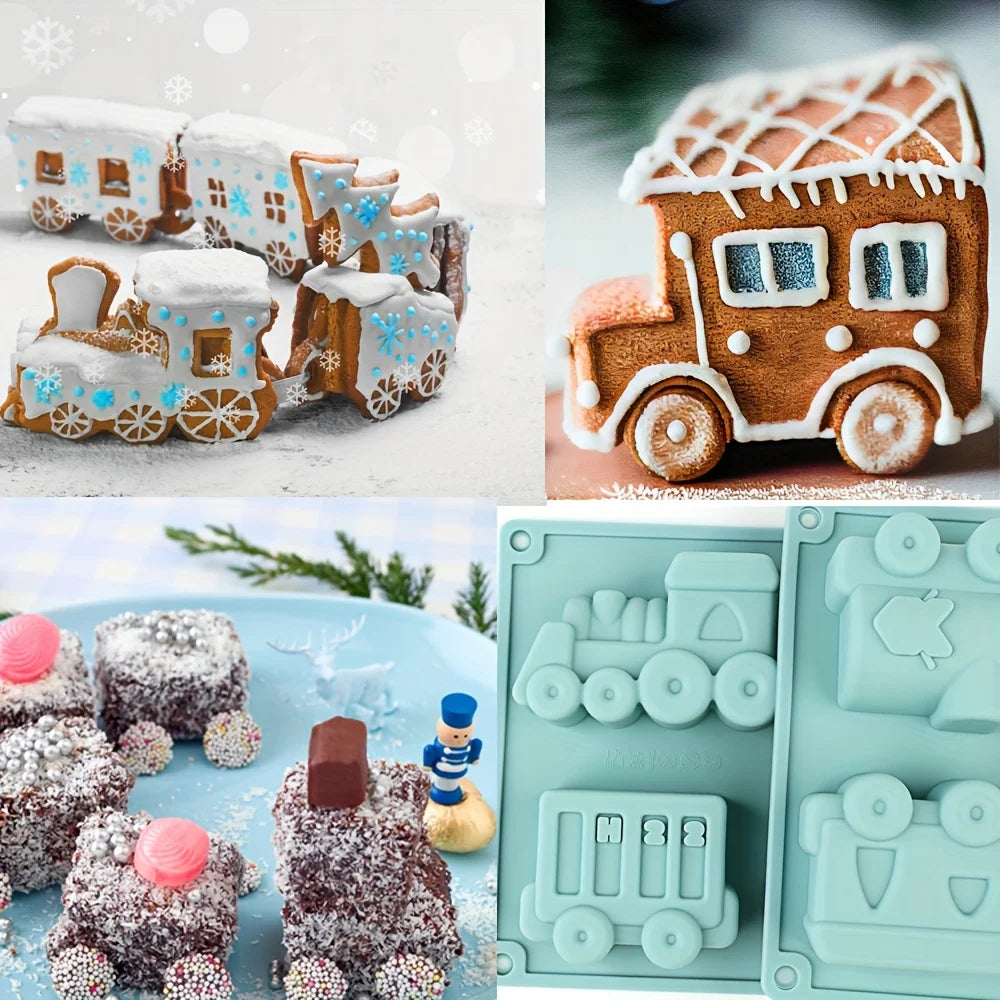 Cartoon Train Silicone Mold - Reusable Muffin, Cupcake & Cake Baking Mold