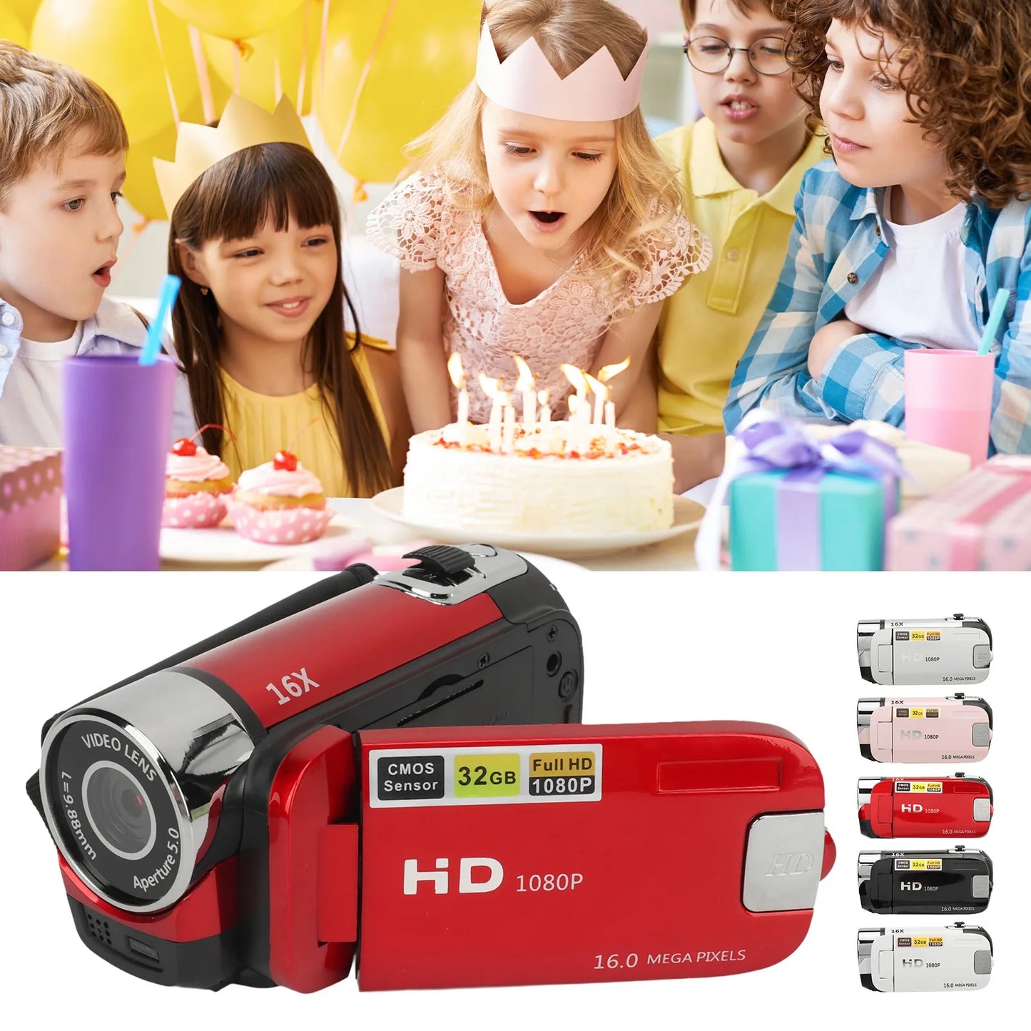 D90 1080P 16MP Digital Camera – 2.4" Rotatable Screen, 16X Zoom, HD Video Recorder with Fill Light