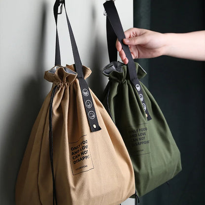 Canvas Lunch Bag – Portable Bento Box Handbag for Outdoor Picnic, School, and Food Storage, Fresh-Keeping Tote Accessory